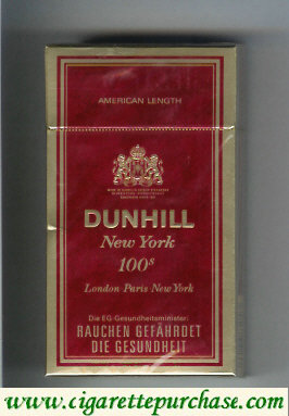 Dunhill New York 100s cigarettes hard box